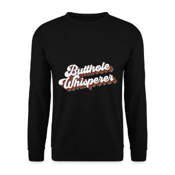Butthole Whisperer lustig Spruch - Unisex Pullover - Schwarz - Vorne - Alina (178cm) & Michal (187cm)