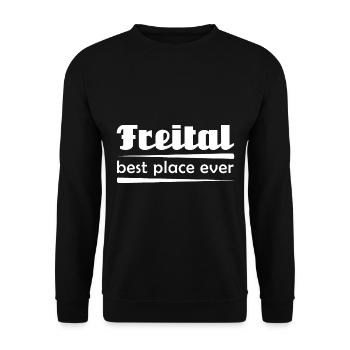Freital - Stadt best place ever - Unisex Pullover - Schwarz - Vorne - Alina (178cm) & Michal (187cm)