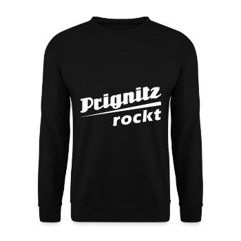 Prignitz rockt - Textdesign mit Stadtnamen - Unisex Pullover - Schwarz - Vorne - Alina (178cm) & Michal (187cm)