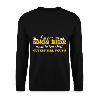 J'ai Pas Un Gros Bide Humour Sarcasme - Sweat-shirt Unisexe - noir - Devant - Alina (178cm) & Michal (187cm)