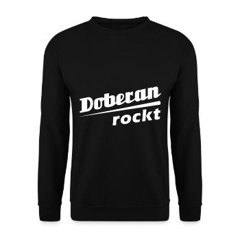 Doberan rockt - Textdesign mit Stadtnamen - Unisex Pullover - Schwarz - Vorne - Alina (178cm) & Michal (187cm)