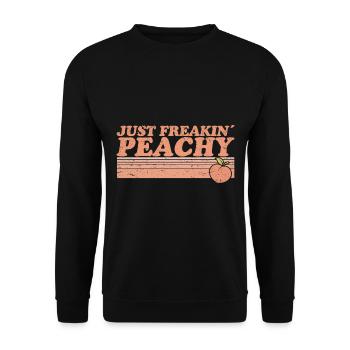 juste pêche - peach fruit dicton - Sweat-shirt Unisexe - noir - Devant - Alina (178cm) & Michal (187cm)