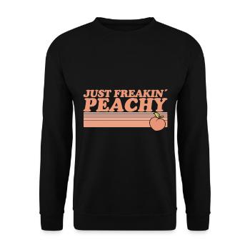 juste pêche - peach fruit dicton - Sweat-shirt Unisexe - noir - Devant - Alina (178cm) & Michal (187cm)