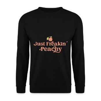 just peachy - peach fruit saying - Unisex Sweatshirt - black - Front - Alina (178cm) & Michal (187cm)