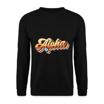 Aloha Surfer Palms Beach Retro Hawaii Beach 70s - Unisex Sweatshirt - black - Front - Alina (178cm) & Michal (187cm)
