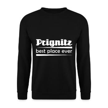 Prignitz - Stadt best place ever - Unisex Pullover - Schwarz - Vorne - Alina (178cm) & Michal (187cm)