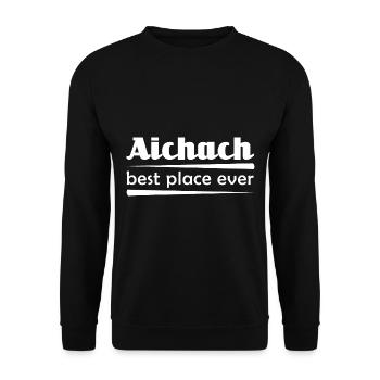 Aichach - Stadt best place ever - Unisex Pullover - Schwarz - Vorne - Alina (178cm) & Michal (187cm)