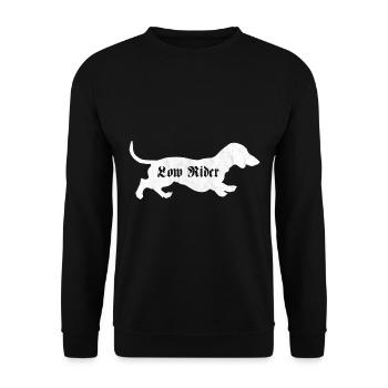 Teckel Low Rider Drôle de chien Teckel - Sweat-shirt Unisexe - noir - Devant - Alina (178cm) & Michal (187cm)
