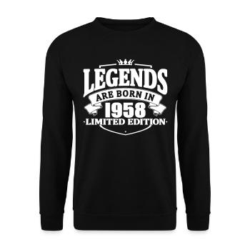 legenden sind im 1958 geboren - Unisex Pullover - Schwarz - Vorne - Alina (178cm) & Michal (187cm)