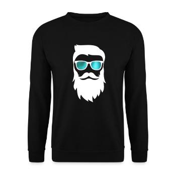 Hipper Weihnachtsmann mit verspiegelter Brille - Unisex Pullover - Schwarz - Vorne - Alina (178cm) & Michal (187cm)