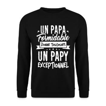 Father's Day T-shirt - An Exceptional Papy - Unisex Sweatshirt - black - Front - Alina (178cm) & Michal (187cm)