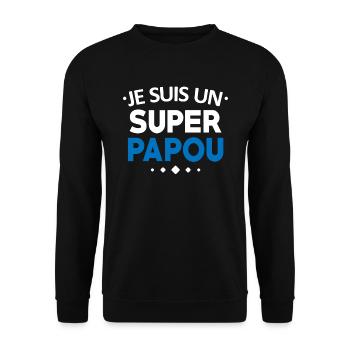 Ich bin ein super Papou T-Shirt lustig Humor - Unisex Pullover - Schwarz - Vorne - Alina (178cm) & Michal (187cm)