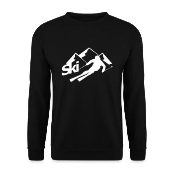 Geschenk für einen Skifahrer - Unisex Pullover - Schwarz - Vorne - Alina (178cm) & Michal (187cm)