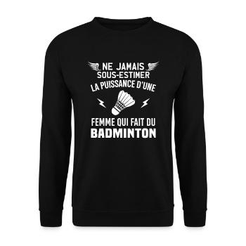 the power of a woman who does badminton - Unisex Sweatshirt - black - Front - Alina (178cm) & Michal (187cm)