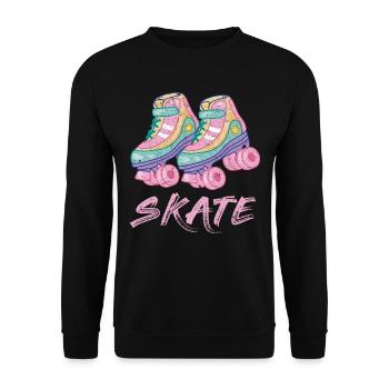 Rollschuh Roller Skate Design - Unisex Pullover - Schwarz - Vorne - Alina (178cm) & Michal (187cm)