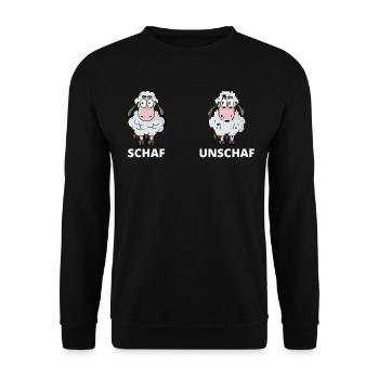 Schäfchen Schaf Unschaf Schafbock Schaffell - Unisex Pullover - Schwarz - Vorne - Alina (178cm) & Michal (187cm)