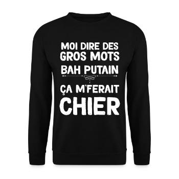 Humour Homme Dire des Gros Mots Chier - Sweat-shirt Unisexe - noir - Devant - Alina (178cm) & Michal (187cm)