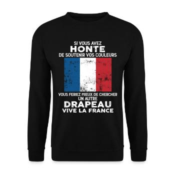Drapeau Bleu-Blanc-Rouge - Sweat-shirt Unisexe - noir - Devant - Alina (178cm) & Michal (187cm)