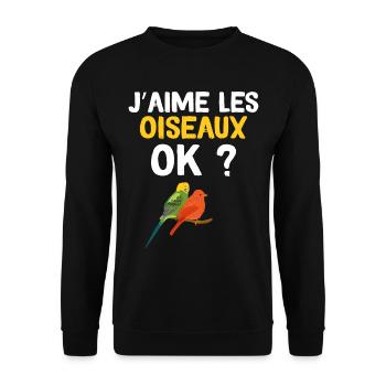 J'aime Les Oiseaux Ok ? - Sweat-shirt Unisexe - noir - Devant - Alina (178cm) & Michal (187cm)