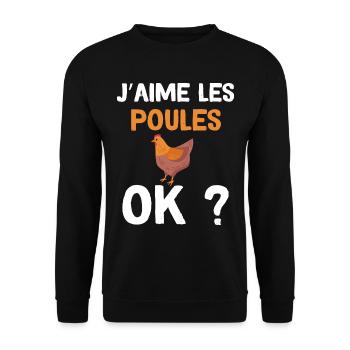 Mon Amour Pour Mes Poules Idée Cadeau Poule - Sweat-shirt Unisexe - noir - Devant - Alina (178cm) & Michal (187cm)