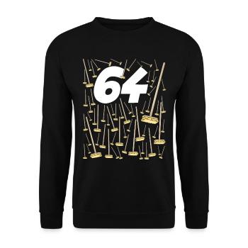 64 Balais Anniversaire Cadeau Homme Ou Femme - Sweat-shirt Unisexe - noir - Devant - Alina (178cm) & Michal (187cm)