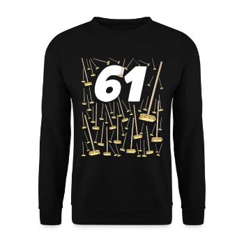 61 balais anniversaire humour homme ou femme - Sweat-shirt Unisexe - noir - Devant - Alina (178cm) & Michal (187cm)