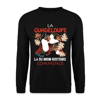 Guadeloupe là ou commence mon histoire - Sweat-shirt Unisexe - noir - Devant - Alina (178cm) & Michal (187cm)