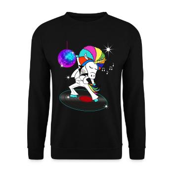 Year Disco vintage unicorn Style 70 80 - Unisex Sweatshirt - black - Front - Alina (178cm) & Michal (187cm)