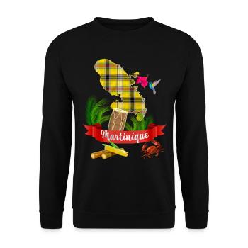 Martinique Madras hibiscus colibri cadeau voyage - Sweat-shirt Unisexe - noir - Devant - Alina (178cm) & Michal (187cm)