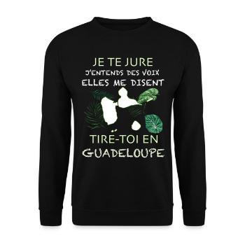 La Guadeloupe M'Attire Cadeau Voyage - Sweat-shirt Unisexe - noir - Devant - Alina (178cm) & Michal (187cm)