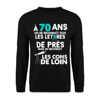 70-jähriges Jubiläum 70 Jahre Männlich Weiblich - Unisex Pullover - Schwarz - Vorne - Alina (178cm) & Michal (187cm)