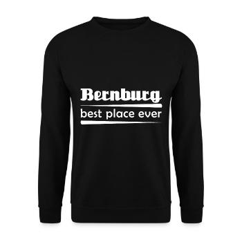 Bernburg - Stadt best place ever - Unisex Pullover - Schwarz - Vorne - Alina (178cm) & Michal (187cm)