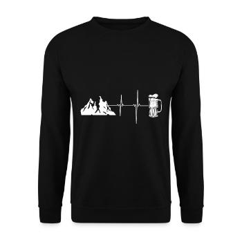 Hiking Gift Mountaineering Trekking Hikers - Unisex Sweatshirt - black - Front - Alina (178cm) & Michal (187cm)