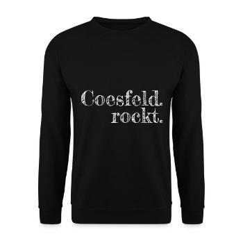Coesfeld rockt - Textdesign mit Stadtnamen - Unisex Pullover - Schwarz - Vorne - Alina (178cm) & Michal (187cm)