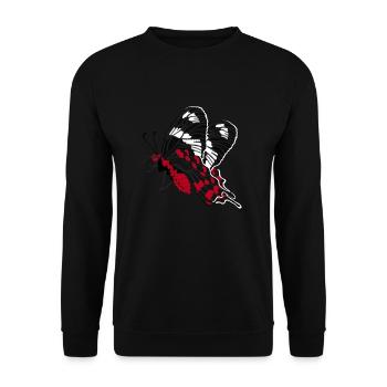 Schmetterling Pachliopta hector, crimson rose - Unisex Pullover - Schwarz - Vorne - Alina (178cm) & Michal (187cm)