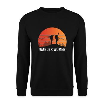 Wander Woman Reise Freiheit Design - Unisex Pullover - Schwarz - Vorne - Alina (178cm) & Michal (187cm)