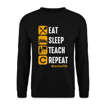Lehrer Schule Arbeit Beruf Geschenk - Unisex Pullover - Schwarz - Vorne - Alina (178cm) & Michal (187cm)