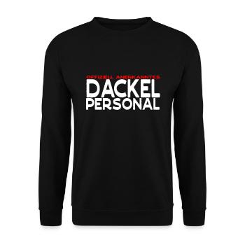 Dackel Personal lustiges Sprüche Geschenk - Unisex Pullover - Schwarz - Vorne - Alina (178cm) & Michal (187cm)