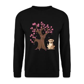 Labrador Retriver Dog Love-r Japanese Cherry Bloss - Sweat-shirt Unisexe - noir - Devant - Alina (178cm) & Michal (187cm)