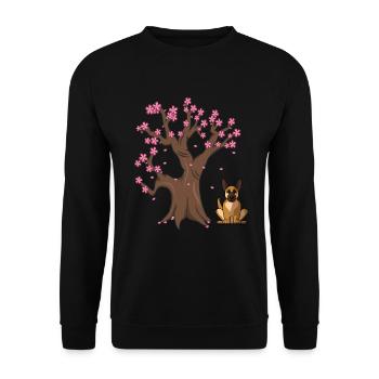 Berger allemand Chien Japonais Cerisier en fleurs - Sweat-shirt Unisexe - noir - Devant - Alina (178cm) & Michal (187cm)