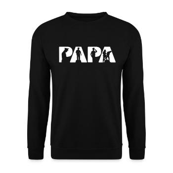 Polizei-Papa-T-Shirt, lustiges Polizei-Papa-Vater-Geschenk - Unisex Pullover - Schwarz - Vorne - Alina (178cm) & Michal (187cm)
