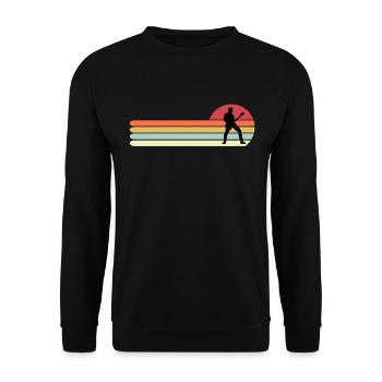 Funny Guitar Shirt, Retro Vintage Guitar Gift for - Unisex Sweatshirt - black - Front - Alina (178cm) & Michal (187cm)