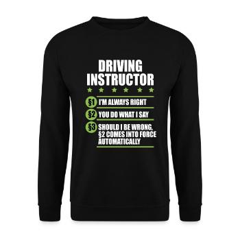 Instructeur de conduite école de conduite voiture permis de conduire - Sweat-shirt Unisexe - noir - Devant - Alina (178cm) & Michal (187cm)