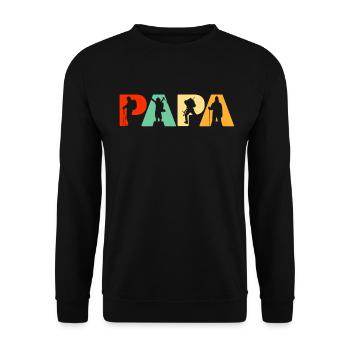 Climber Hiker Dad, Retro Papa Hiking Father's Gift - Unisex Sweatshirt - black - Front - Alina (178cm) & Michal (187cm)
