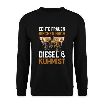Landwirt Bauer Frauen Traktor Bauernhof Farmer - Unisex Pullover - Schwarz - Vorne - Alina (178cm) & Michal (187cm)
