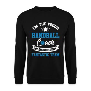 Handball Trainer Handballer Mannschaft Ball - Unisex Pullover - Schwarz - Vorne - Alina (178cm) & Michal (187cm)