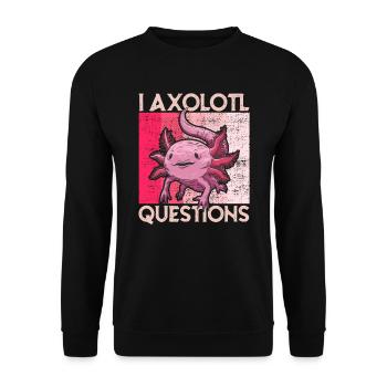 i axolotl Questions retro Axalotl Kawaii Kids - Unisex Sweatshirt - black - Front - Alina (178cm) & Michal (187cm)
