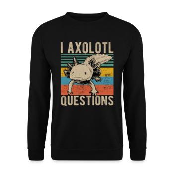 i axolotl Questions retro Axalotl sweet kawaii retro - Unisex Sweatshirt - black - Front - Alina (178cm) & Michal (187cm)