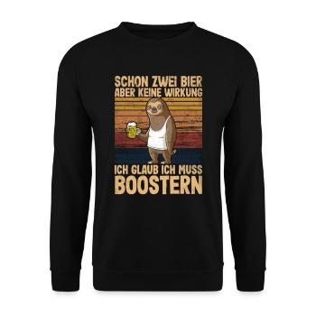 Schon zwei Bier aber keine Wirkung Impfung Booster - Unisex Pullover - Schwarz - Vorne - Alina (178cm) & Michal (187cm)