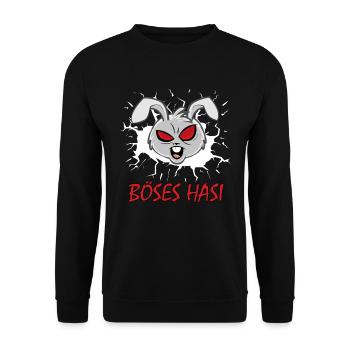 Böses Hasi - Lustiger Oster Hase Kaninchen - Unisex Pullover - Schwarz - Vorne - Alina (178cm) & Michal (187cm)